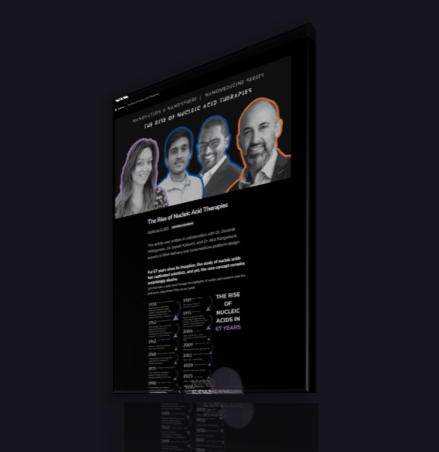 Monthly Nanomedicine Articles NanoSphere monthly articles section showcasing nanomedicine insights with featured contributor portraits