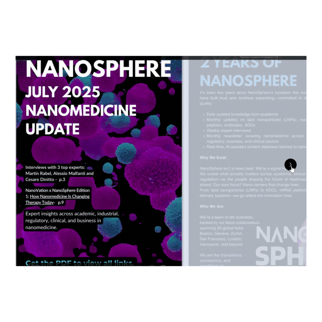 Subscribe to NanoSphere Newsletter NanoSphere monthly nanomedicine newsletter preview – join 2,800+ experts for curated insights bridging research, regulation, and real-world application